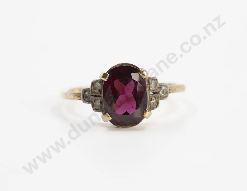 14ct Single Garnet Ring Image 1++