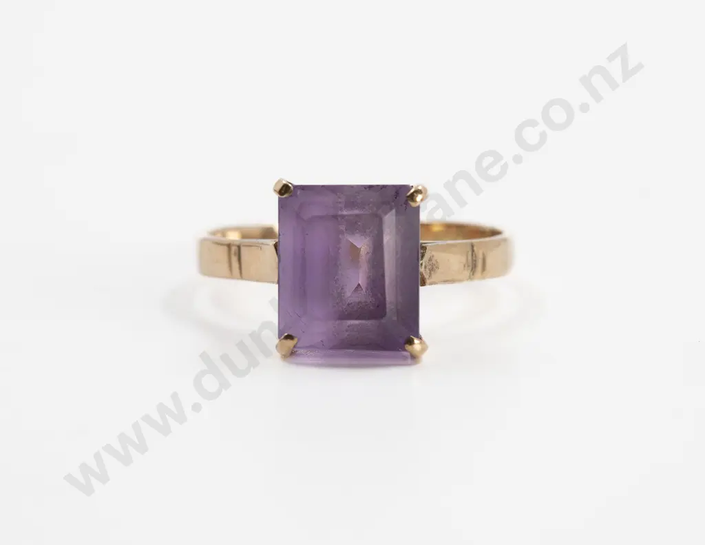 14ct Single Amethyst Ring Image 1++