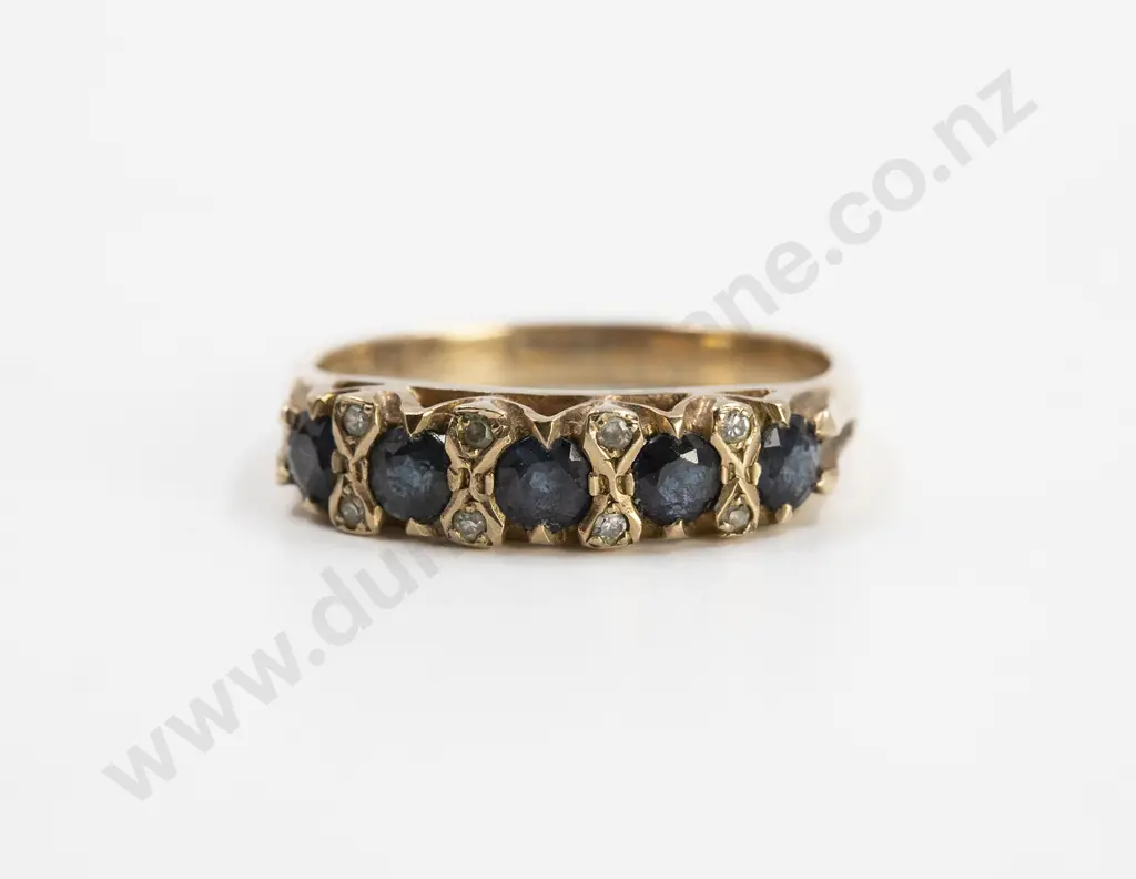 9ct Five Stone Sapphire Bridge Ring Image 1++