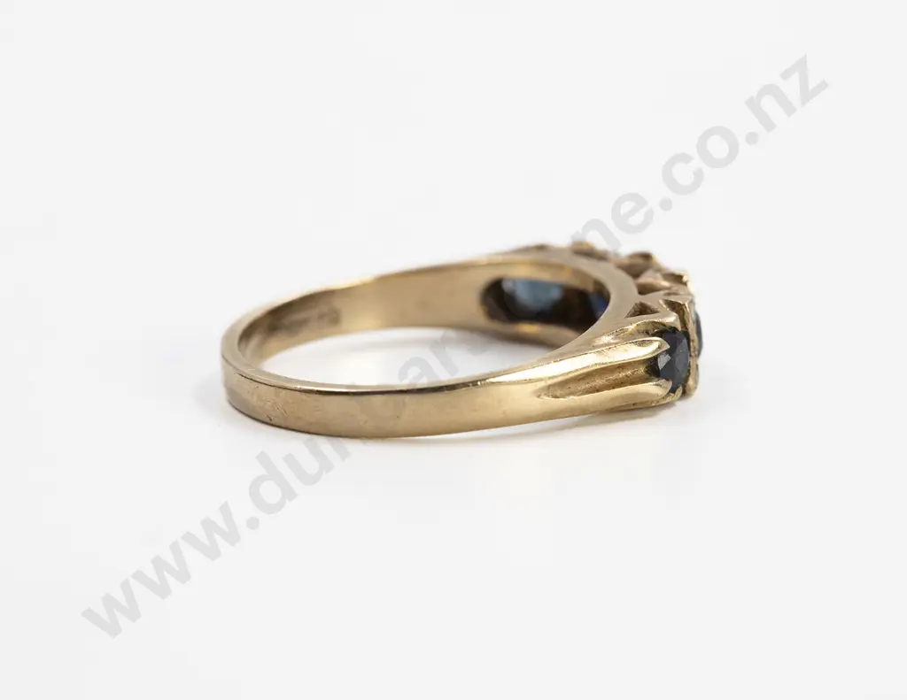 9ct Five Stone Sapphire Bridge Ring Image 1++