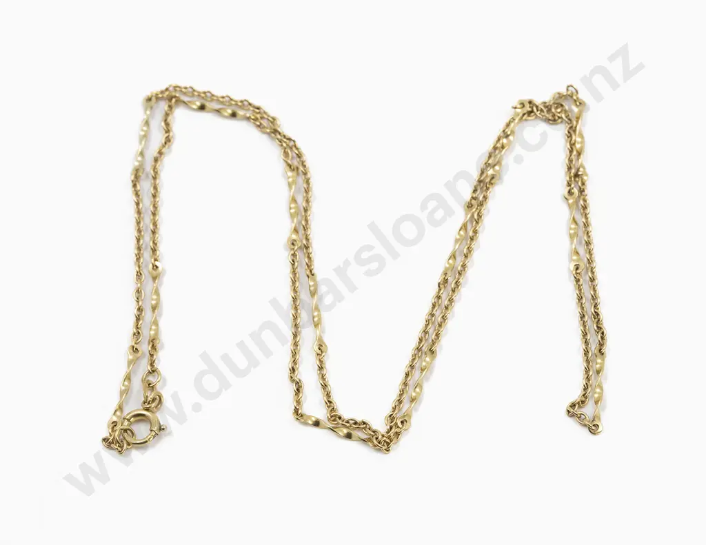 18ct Fancy Trace Link and Bar Twist Neck Chain Image 1++
