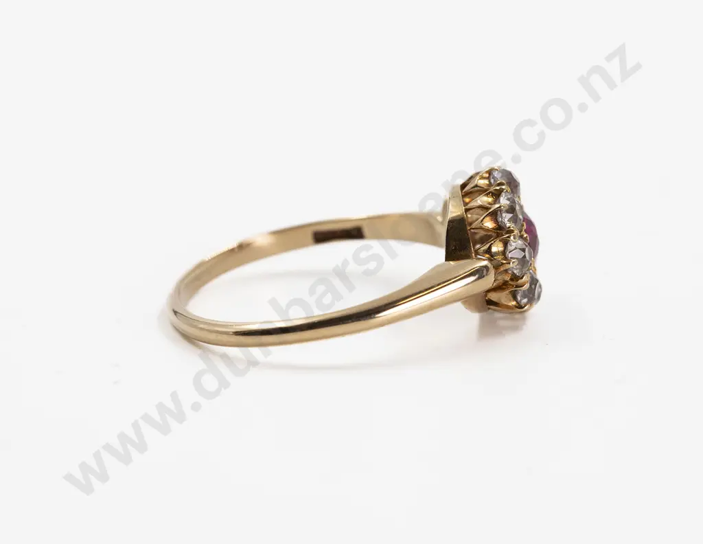 Victorian 18ct Imitation Diamond and Ruby Cluster Ring Image 1++