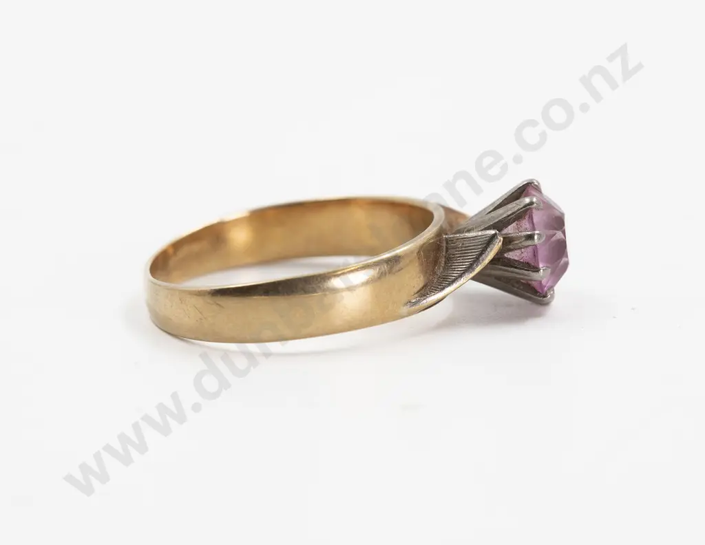 14ct Single Pink Sapphire Dress Ring Image 1++