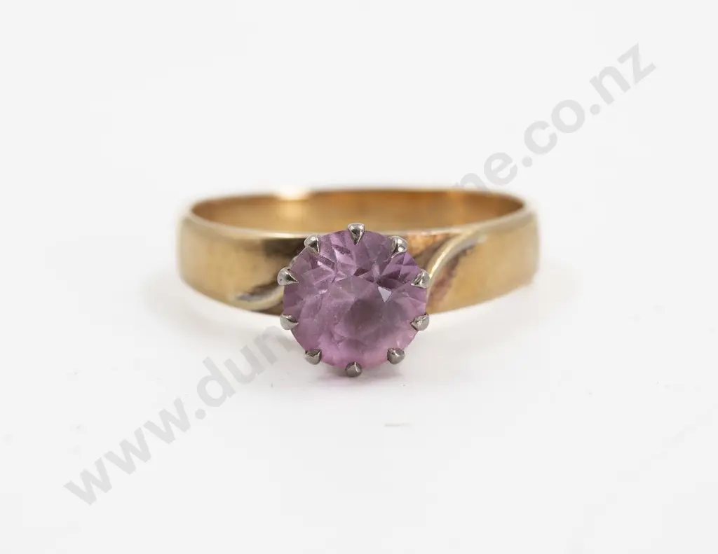 14ct Single Pink Sapphire Dress Ring Image 1++