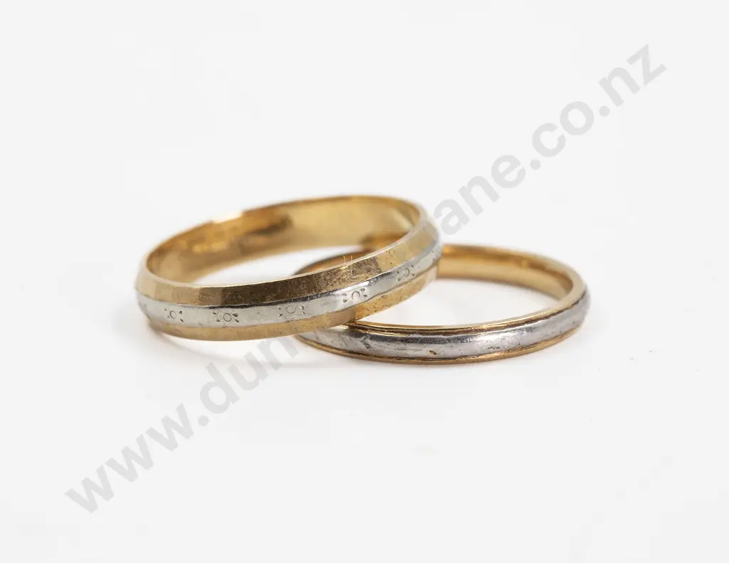Two 18ct & Platinum Wedding Bands Image 1++