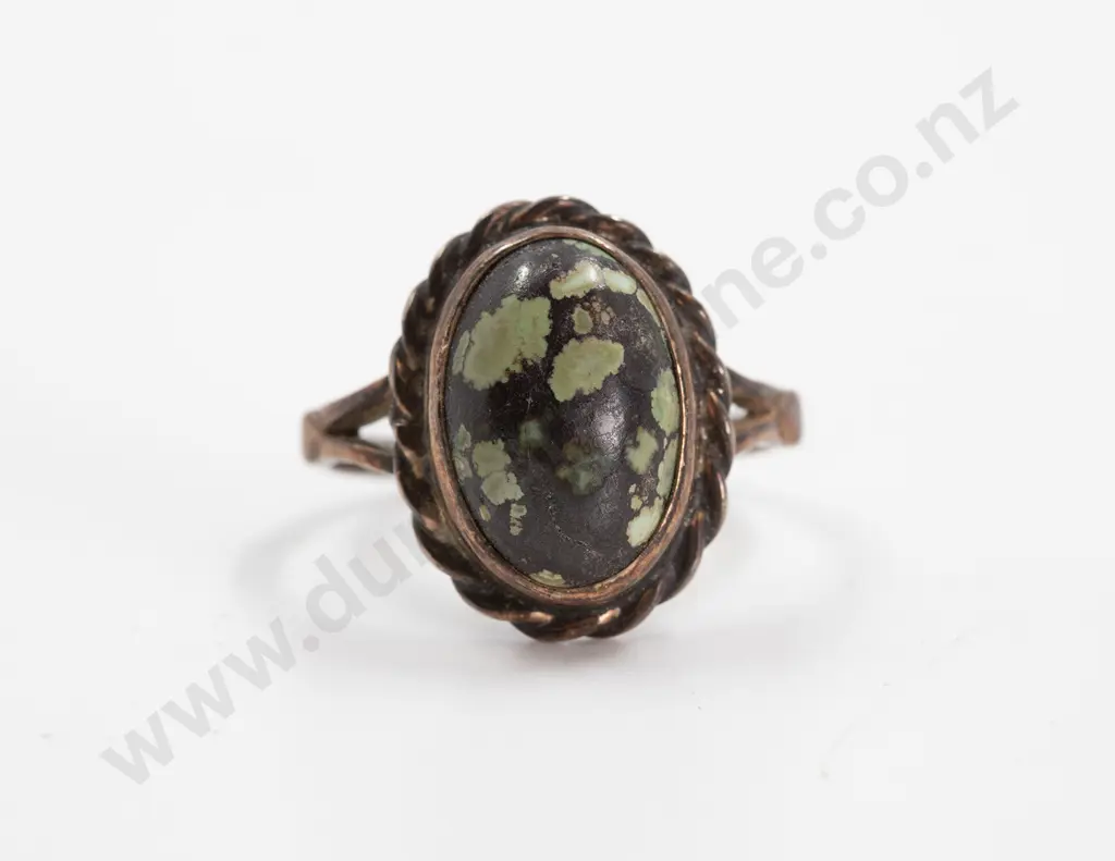 9ct Single Mottled Hardstone Dress Ring Image 1++