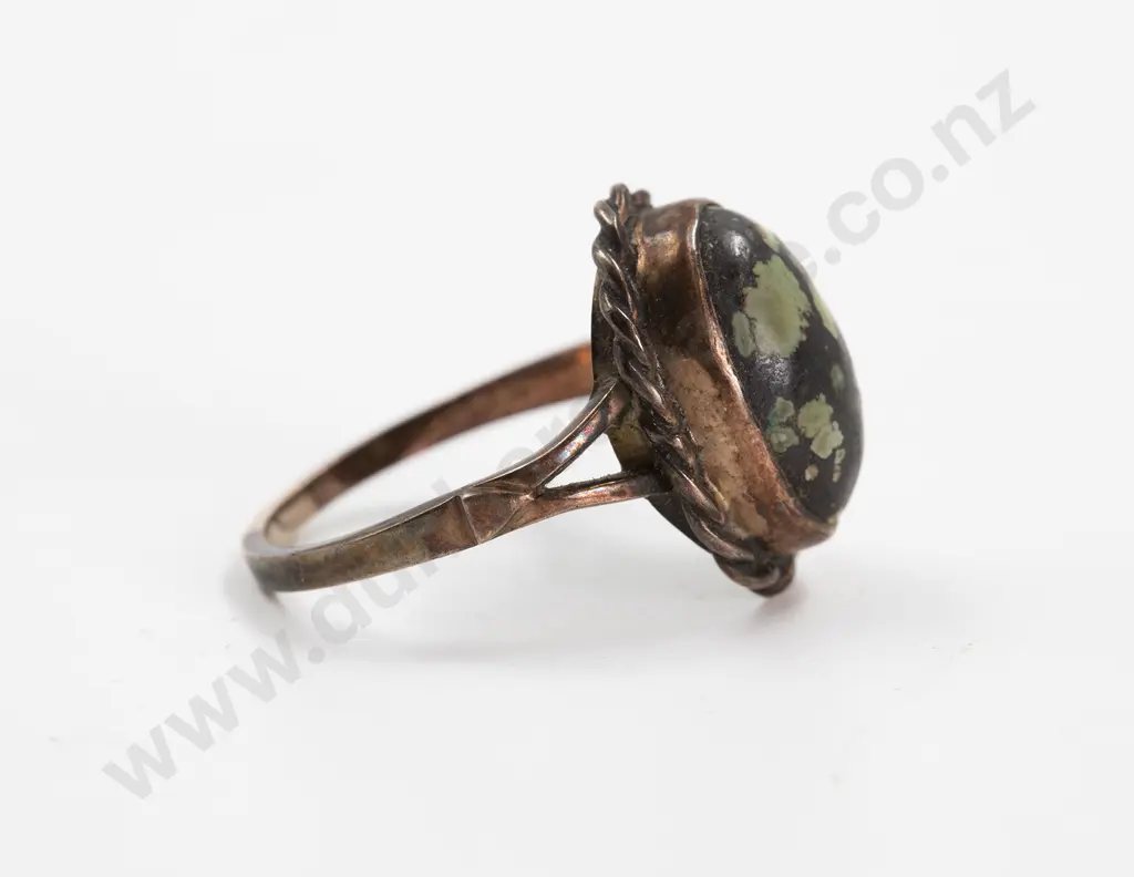 9ct Single Mottled Hardstone Dress Ring Image 1++