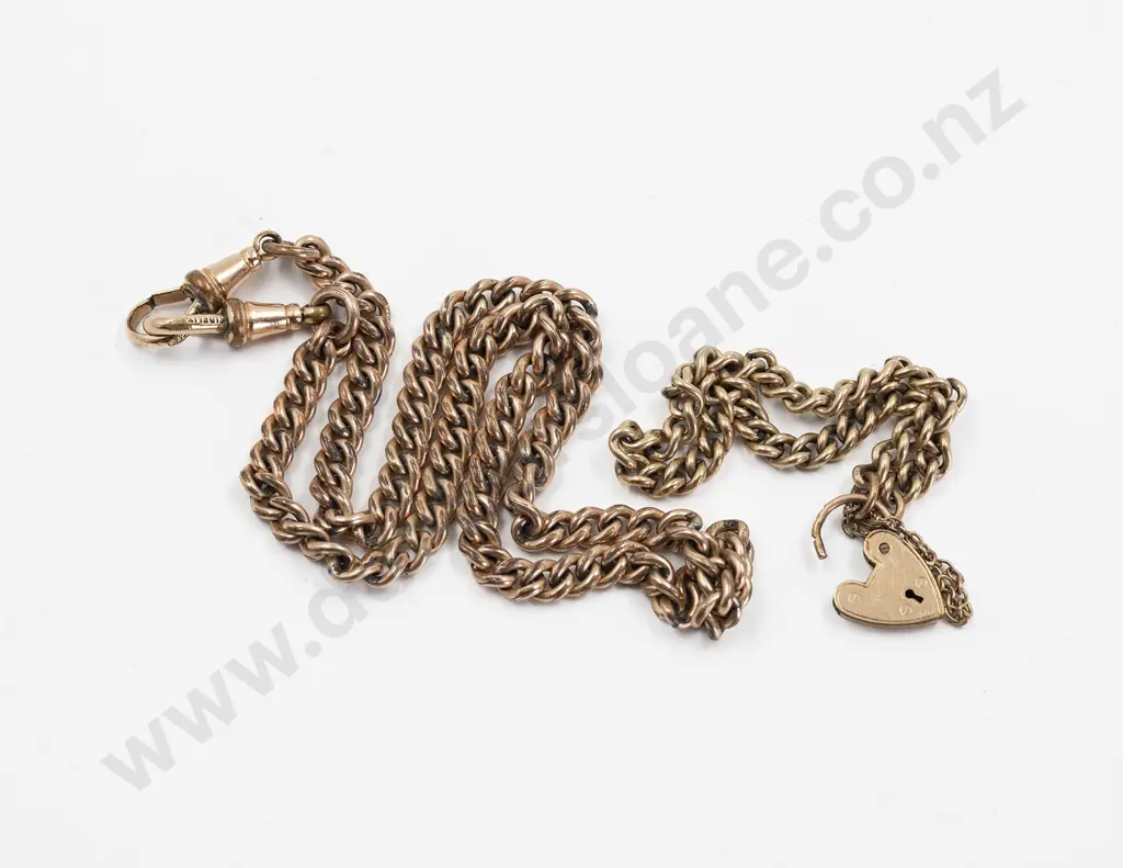 Gold Plated Curb Link Albert Chain and Bracelet 39cm Image 1++