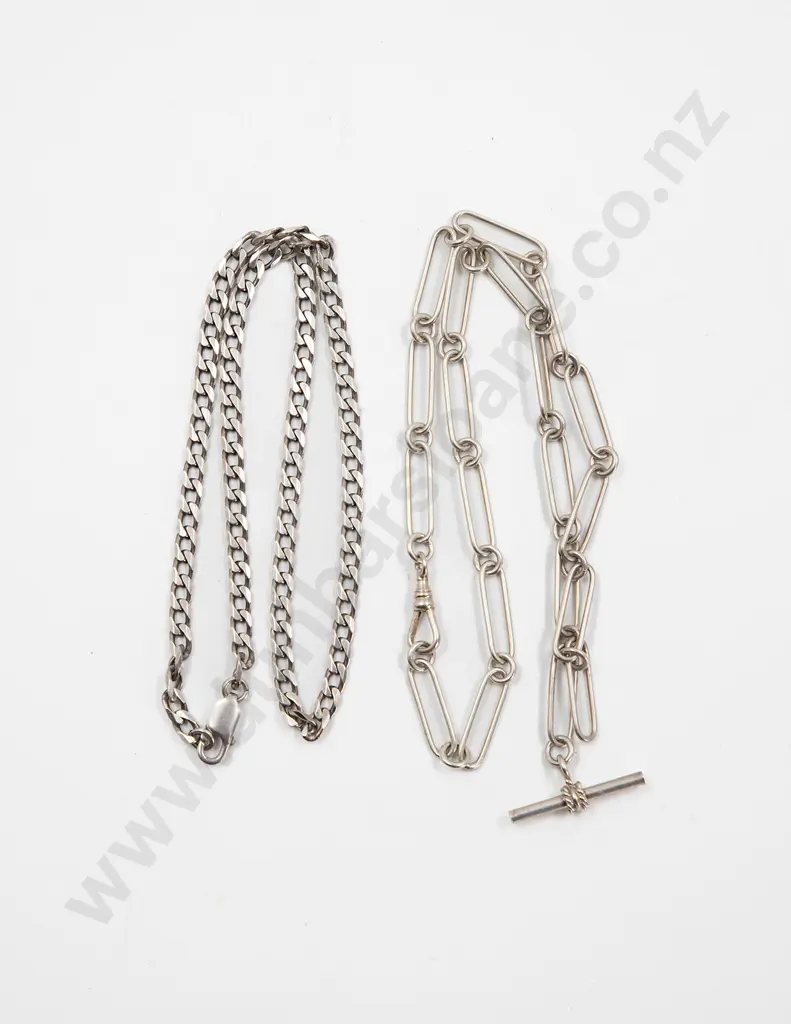 S/S Rail Link Albert Neck Chain and Curb Link Chain Image 1++