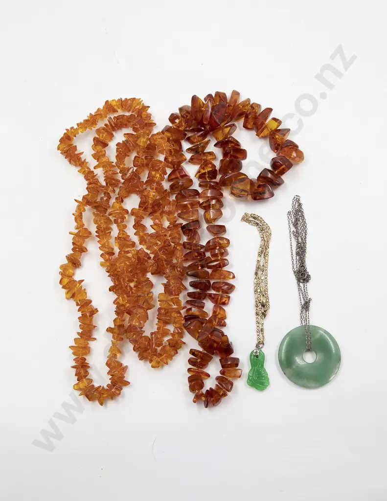 Two Amber Polish Nugget Bead Necklaces Image 1++
