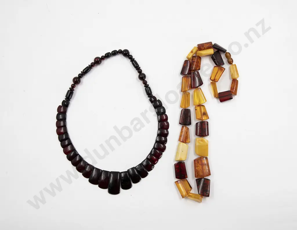 Single Strand Amber Bead Necklace and Red Amber Necklet 57cm Image 1++