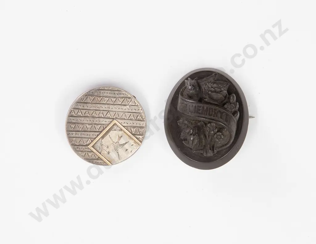 Victorian Bog Oak Morning Brooch Image 1++