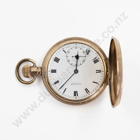 Buren Gold Plated Hunter Cased Lever Wind Pocket Watch