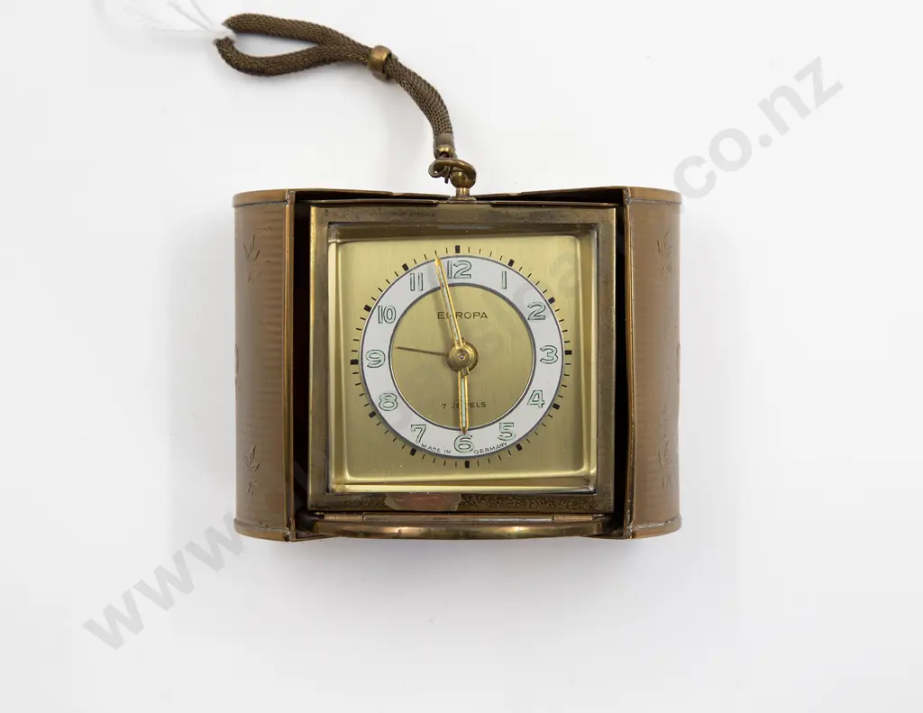 Made in Germany Vintage Europa 7 Jewels Travel Alarm Clock Image 1++