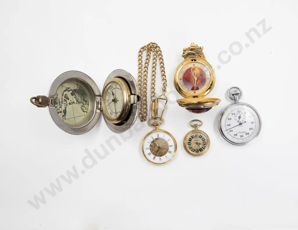 Three Modern Fancy Pocket Watches Travel Alarm Clock and Stopwatch Image 1++