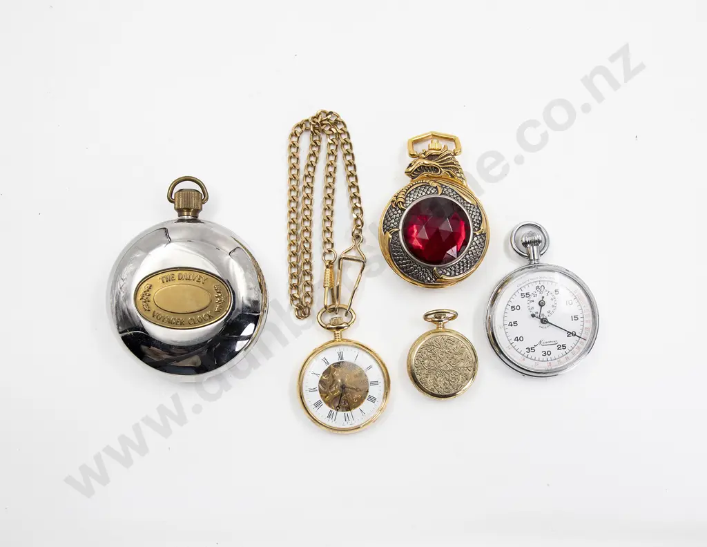 Three Modern Fancy Pocket Watches Travel Alarm Clock and Stopwatch Image 1++