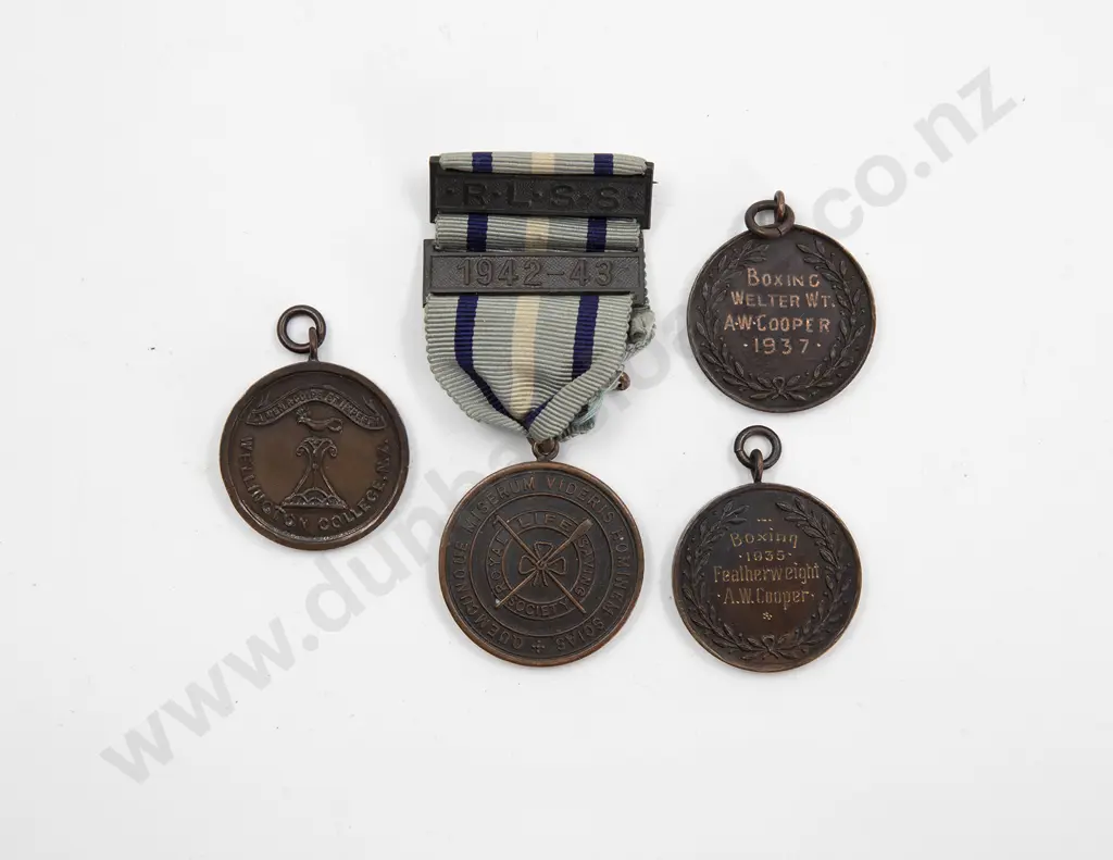 Three Wellington College Bronze Sporting Medals and Life Saving Medal Image 1++