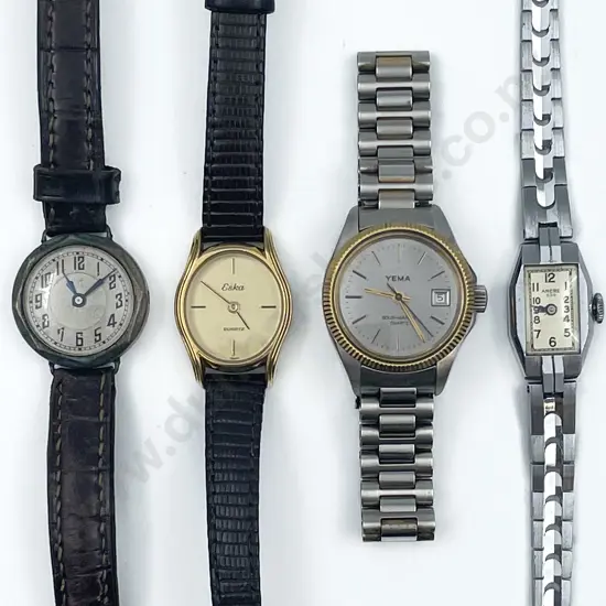 Yema Quartz All Stainless Steel Ladies Wrist Watch and Three Others