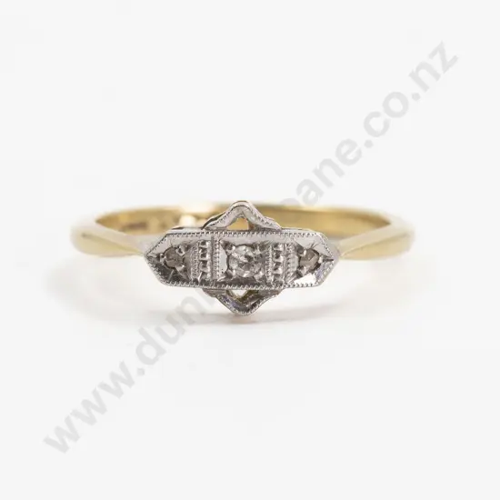 Art Deco 18ct & Platinum Three Stone Diamond Ring