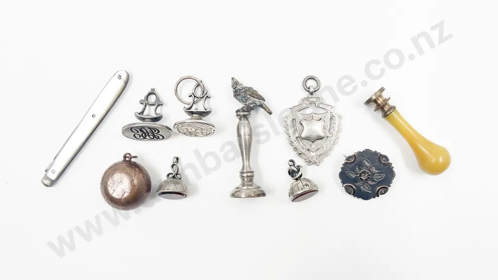 Six Various Silver and Steel Seal Fobs Image 1++
