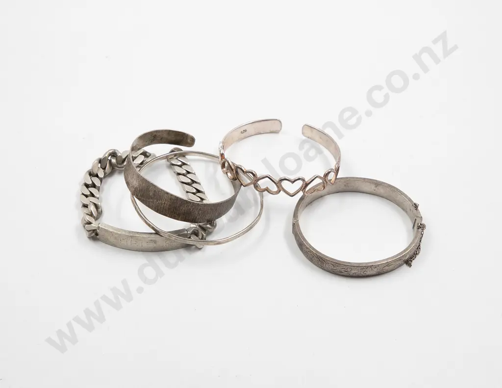 Five Various Sterling Silver Bracelets and Bangles Image 1++