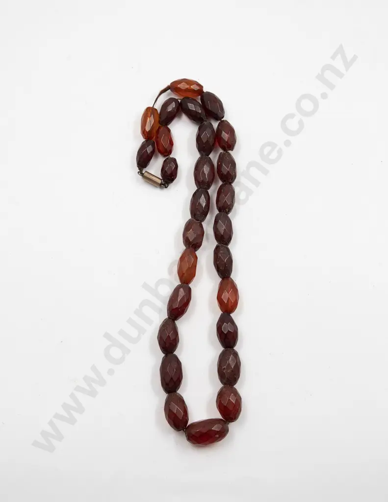 Victorian Slightly Graduated Amber Bead Necklace Image 1++