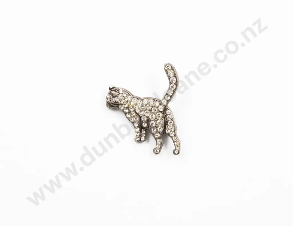 Original Boxed G Lang Darmstadt Diamonte Cat Brooch Image 1++