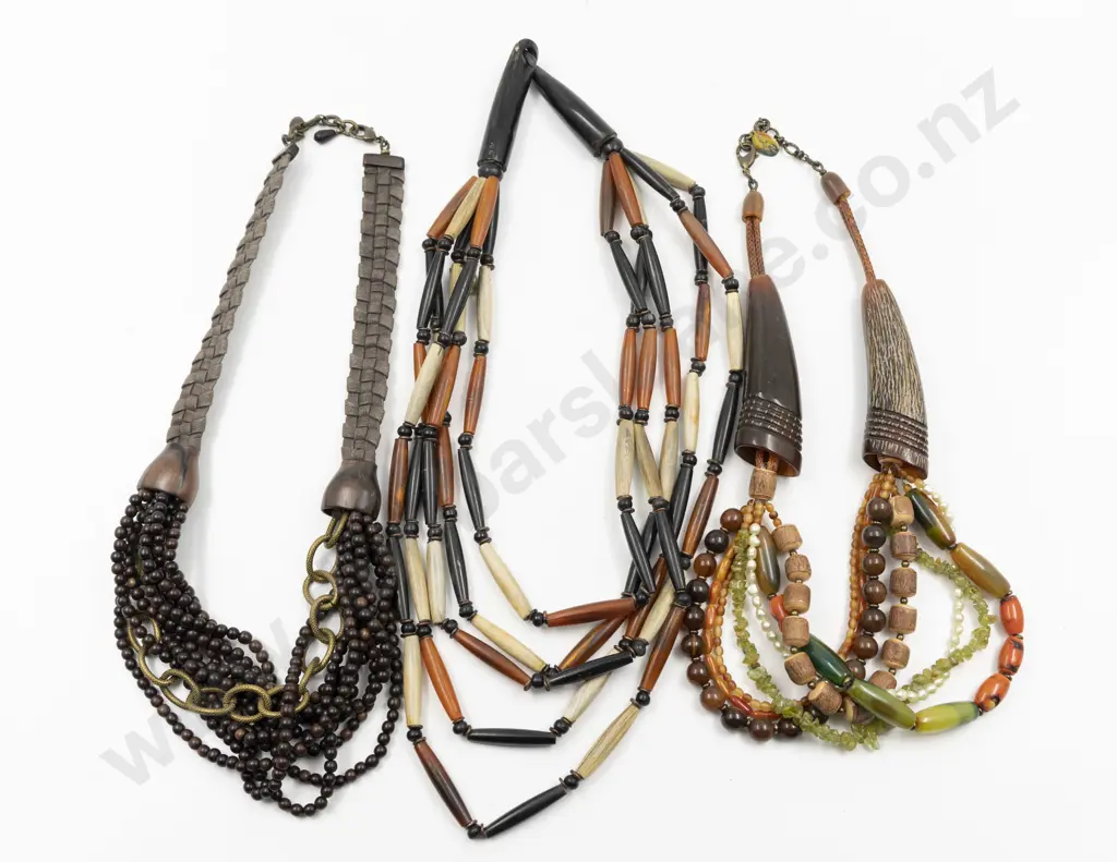 Three Modern Design Ethic Inspired Mixed Bead Necklaces Image 1++