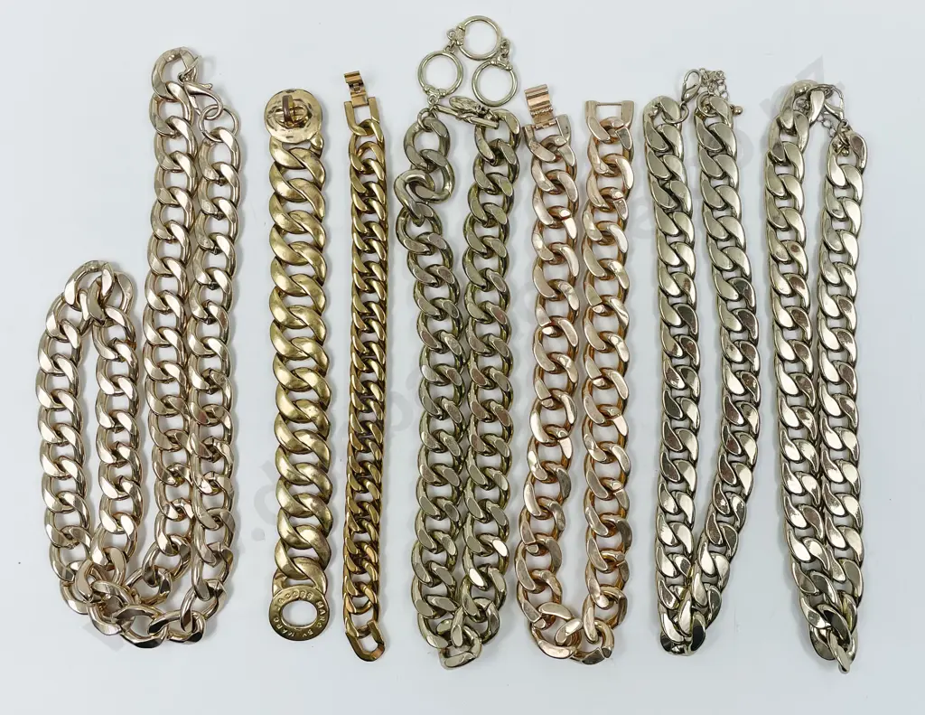 Collection 'Bling' Gilt Metal Heavy Curb Link Necklaces and Bracelets Image 1++