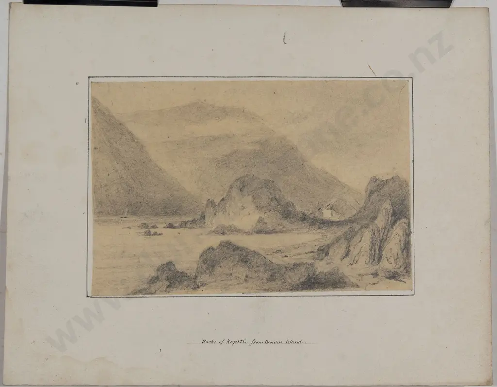 William Swainson (1789 - 1855) - Rocks of Kapiti from Browns Island Image 1++