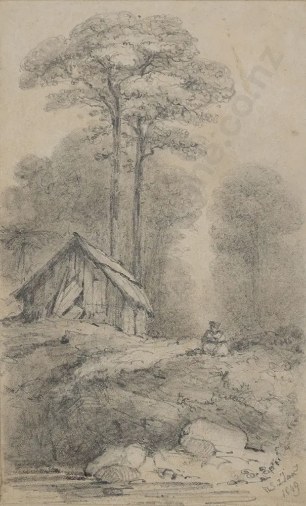 William Swainson (1789 - 1855) - Willies Cottage Mungaroa River Image 1++