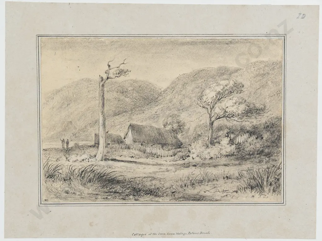 William Swainson (1789 - 1855) - Cottages at the Cora Kora Valley Image 1++