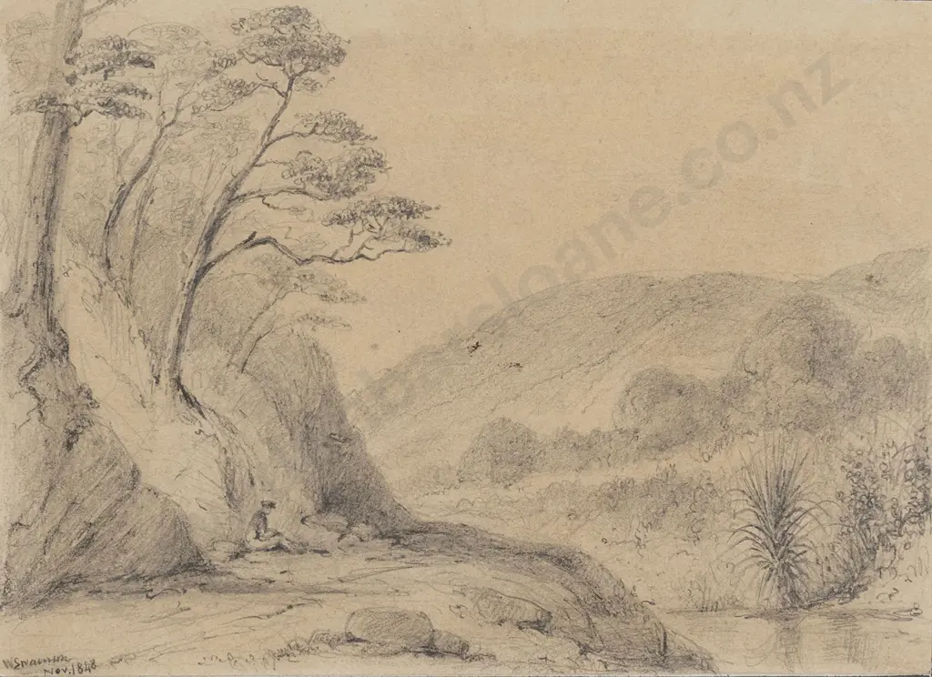 William Swainson (1789 - 1855) - Round The First Hutt Gorge - Looking Down Image 1++
