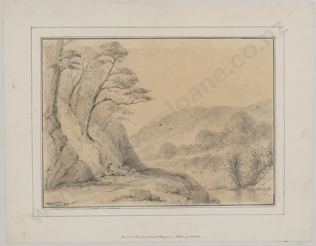 William Swainson (1789 - 1855) - Round The First Hutt Gorge - Looking Down Image 1++