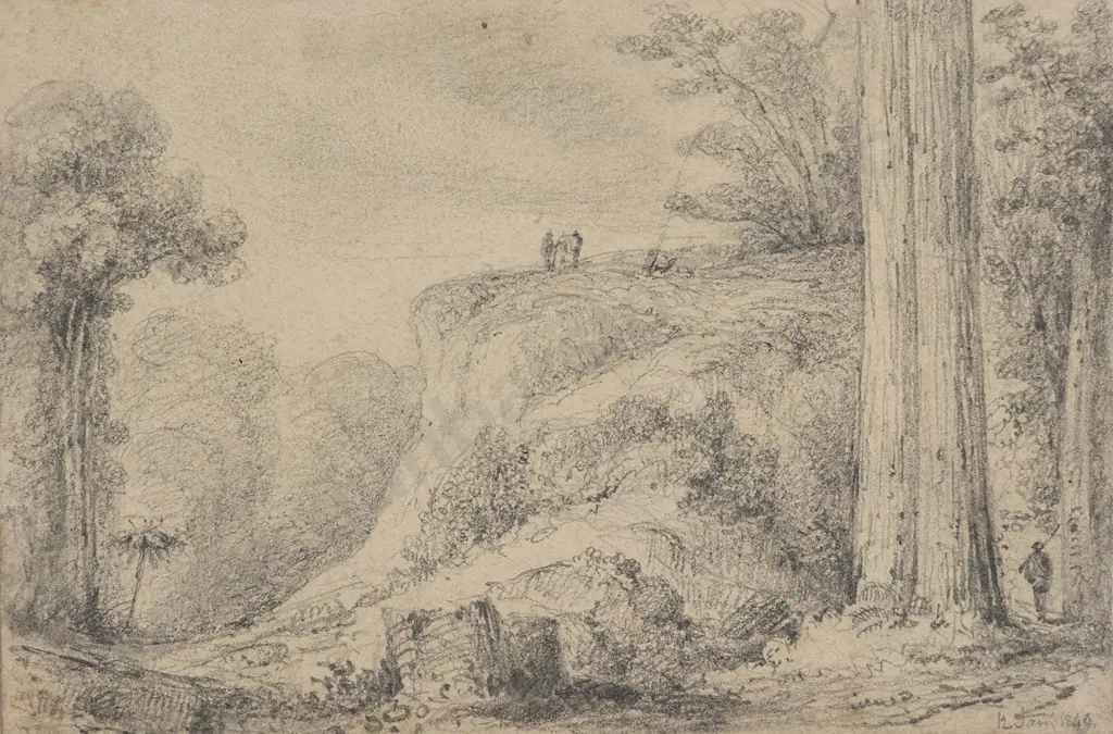 William Swainson (1789 - 1855) - Cliffs near the Pakaratiki River Upper Hutt Image 1++