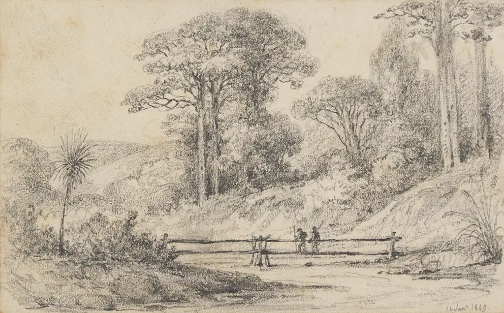 William Swainson (1789 - 1855) - Bridge Over Pakaratiki River Image 1++