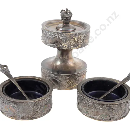 Rare Garrard & Co S/S Gilt 1977 Silver Jubilee Commemorative 5 Piece Cruet Set