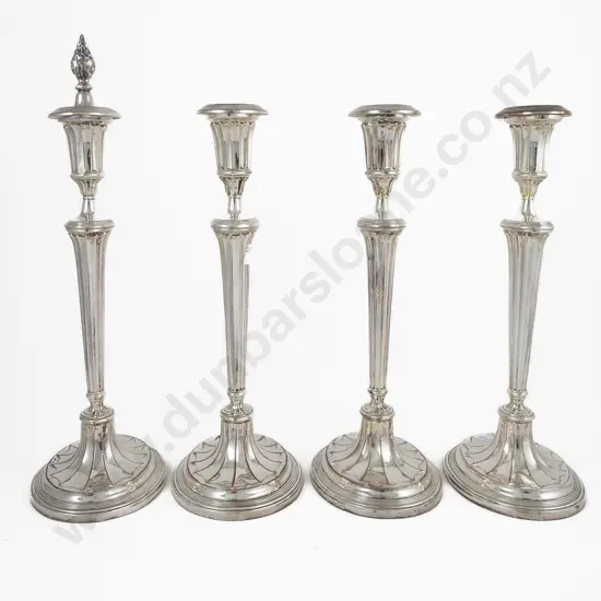 Set Of 4 C19th Sheffield Plate Table Candlesticks