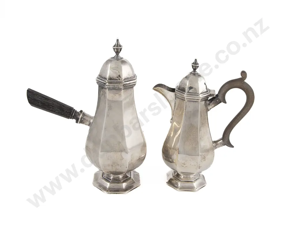 Edw VII S/S Chocolate Pot & Matching Smaller Pot Image 1++