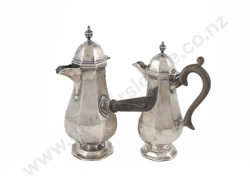 Edw VII S/S Chocolate Pot & Matching Smaller Pot Image 1++