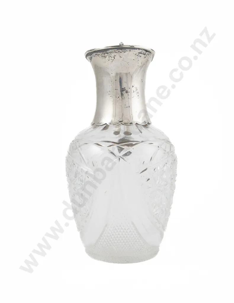 Edw VII S/S Mounted Cut glass Claret Jug Image 1++