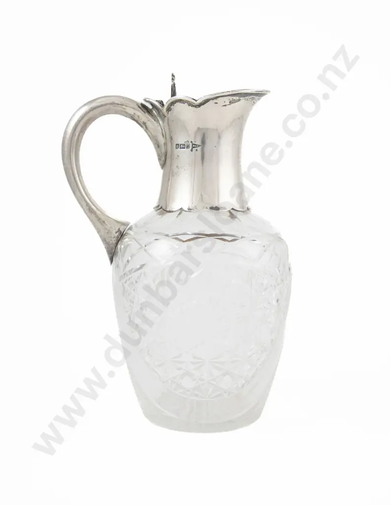 Edw VII S/S Mounted Cut glass Claret Jug Image 1++