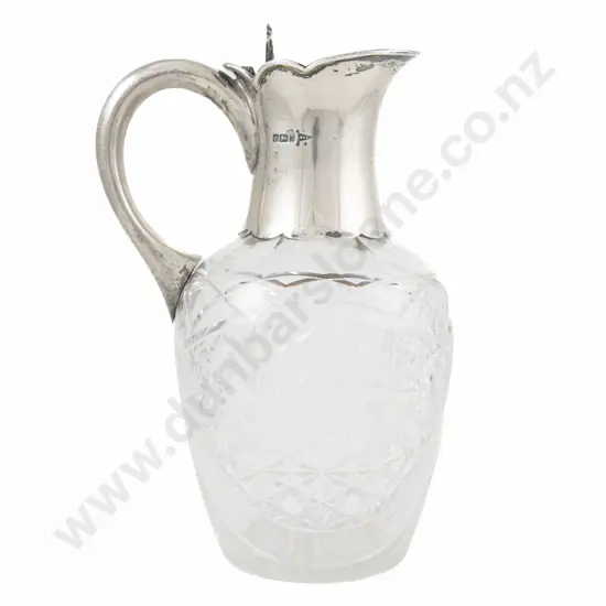 Edw VII S/S Mounted Cut glass Claret Jug