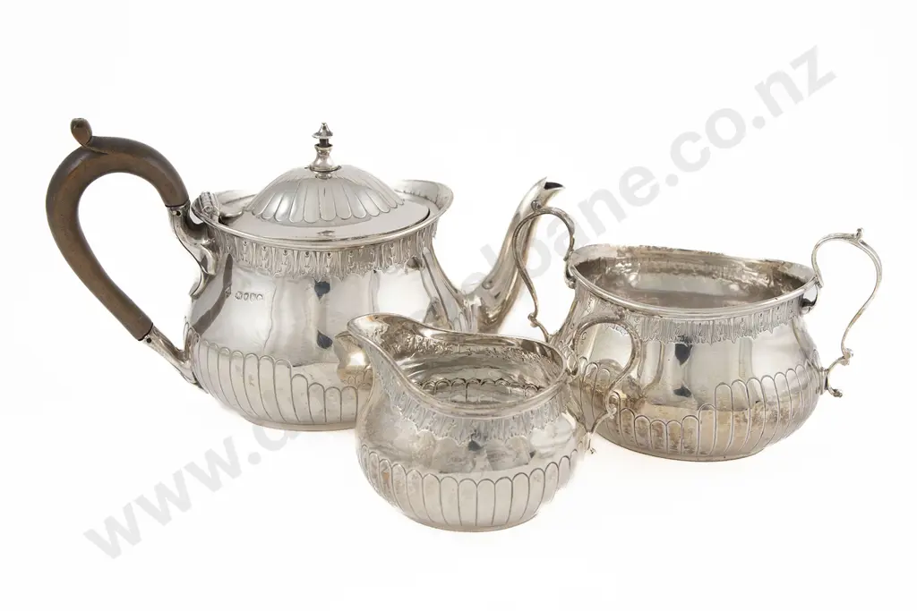 Vict S/S 3 Piece Batchelors Teaset Image 1++