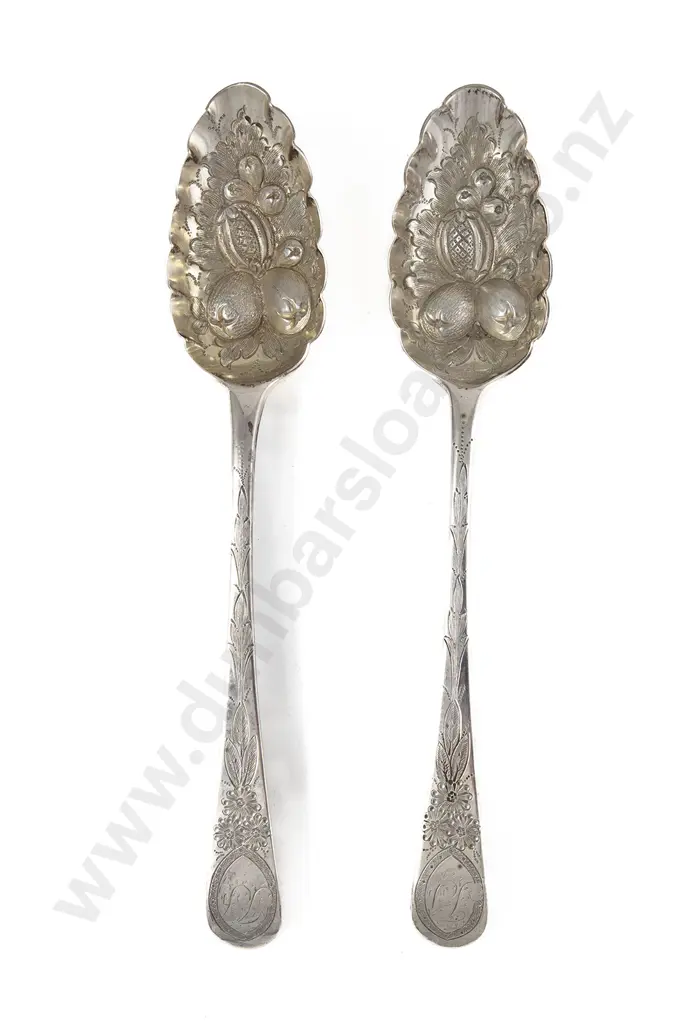 Pair Wm IV S/S Berry Spoons Image 1++