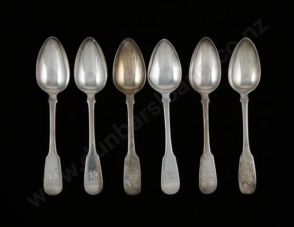 Set Of 6 Geo III Scottish S/S Dessert Spoons Image 1++
