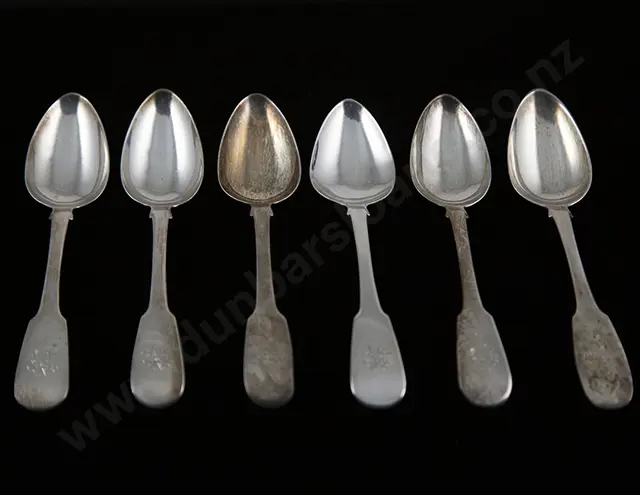 Set Of 6 Geo III Scottish S/S Dessert Spoons Image 1++
