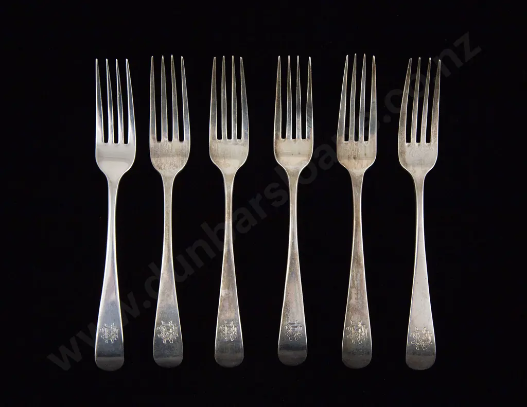 Set Of 6 Geo III Scottish S/S Dessert Forks Image 1++
