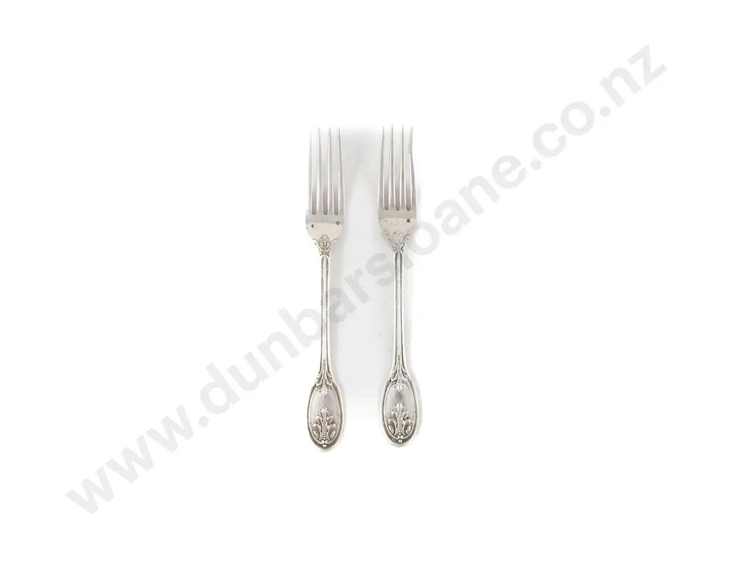 A Pair Of Heavy European Silver Tableforks Image 1++