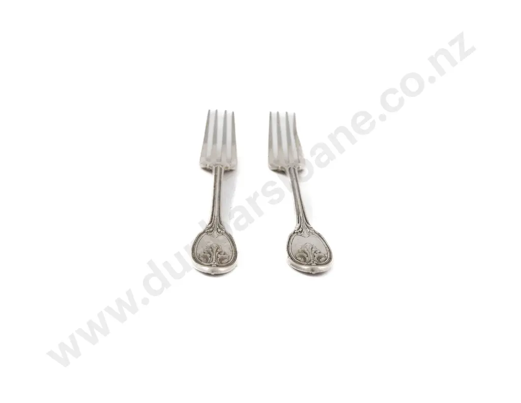 A Pair Of Heavy European Silver Tableforks Image 1++